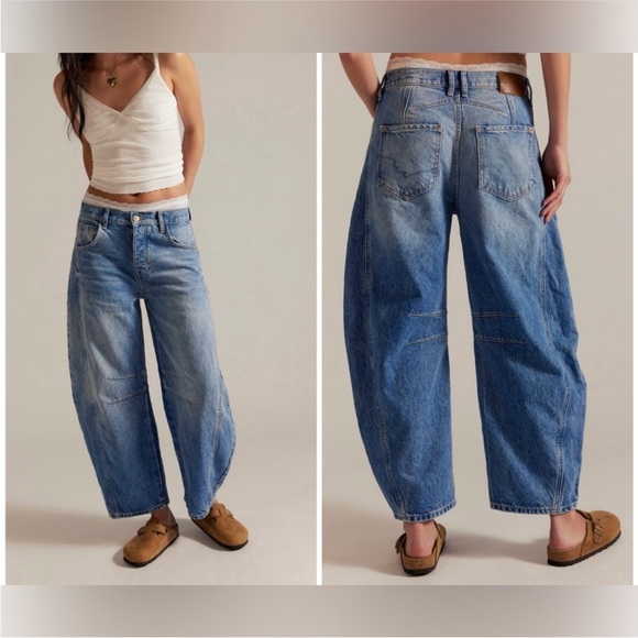 Free People Denim - NWOT Free People We The Free Good Luck Mid-Rise Barrel Jeans ultra high beam 26